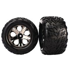 Tires & wheels, assembled, glued (2.8") (all-star black chrome wheels, talon tires, foam inserts) (nitro rear/ electric front) (2)