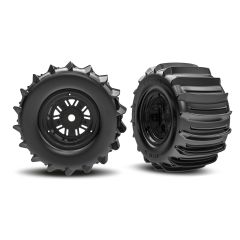 Traxxas - 3.2" Funco Black Rear Wheels & Paddle Tires (2) (TRX-10973)