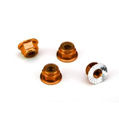 Traxxas - Nuts, aluminum, flanged, serrated (4mm) (orange-anodized) (4) (TRX-1747T)