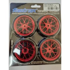 Fastrax 1/10 drift banden op 14 spaaks velgen - Metallic Red