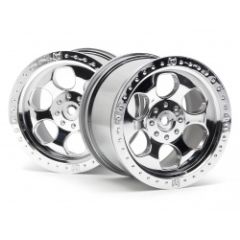 6 spoke wheel shiny chrome (83x56mm/2pcs)