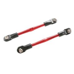 Turnbuckles, aluminum (red-anodized), toe links, 59mm (2) (assembled with rod ends & hollow balls) (fits rustler)