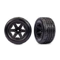Traxxas Tires & wheels, assembled, glued (2.8") (RXT black wheels, tires, foam inserts) (electric front) (2) (TRX-3796-BLK)