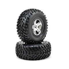 SCT Short Course Tyres on SCT Chrome/Black Wheels - 12mm Hex (2)