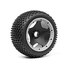 Dirt buster block tire hd compound on black wheel