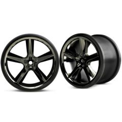 Wheels, gemini 3.8" (black chrome) (2) (use with 17mm splined wheel hubs & nuts, part #5353x)
