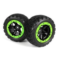 Blackzon - Slyder ST Wheels/Tires Assembled (Zwart/Groen) (540094)
