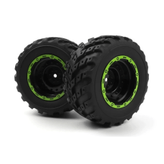 Blackzon Smyter MT Wheels/Tires Assy (Black/Green/2pcs) (540181)