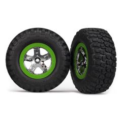 Tire & wheel assy, glued (sct, chrome, green beadlock wheel, bfgoodrich) (TRX-5865)