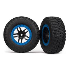 Tire & wheel assy, glued (SCT Split-Spoke, black, blue beadlock wheels, BFGoodrich® Mud-Terrain™ T/A® KM2 tire, inserts) (2) (4WD f/r, 2WD rear)