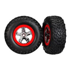 Tires & wheels, assembled, glued (SCT chrome wheels) (TRX-5887)