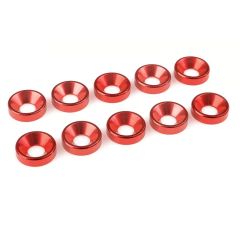 Team Corally - Aluminium Washer - for M4 Flat Head Screws - Rood - 10pcs (C-3213-40-5)