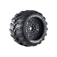 Louise - MT-CYCLONE - 1-8 Monster Truck Tire Set - Black Wheels - Removable 0" & 1/2" OFFSET HEX 17mm