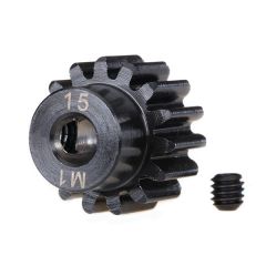 Gear, 15-T pinion (machined) (1.0 metric pitch) (fits 5mm shaft)/ set screw (TRX-6487R)