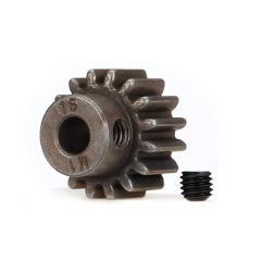 Gear, 16-T pinion (1.0 metric pitch) (fits 5mm shaft)/ set screw (compatible with steel spur gears) (TRX-6489X)