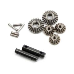 Gear set, differential (output gears (2)/ spider gears (3))/ differential output shafts (2)/ 1.5x6mm pin (3)/ 1.5x8mm pin (2)