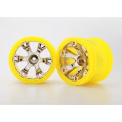 Wheels, geode 2.2" (chrome, yellow beadlock style) (12mm hex) (2)