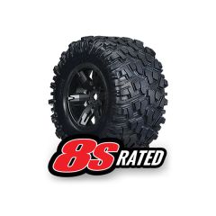 Tires & wheels, assembled, glued (X-Maxx black wheels, Maxx) (TRX-7772X)
