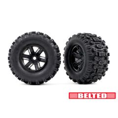 Traxxas - Tires & wheels, assembled, glued (X-Maxx black wheels, Sledgehammer belted tires) (TRX-7871)
