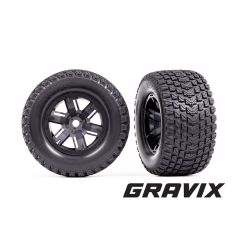 Traxxas - Tires & wheels, assembled, glued (X-Maxx black wheels, Gravix tires, foam inserts) (left & right) (TRX-7877)
