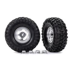 Traxxas Tires & wheels, assembled, glued (2.2' satin chrome wheels, Canyon Trail 5.3 x 2.2' tires) (2)/ center caps (2)/ decal sheet (TRX-8159)