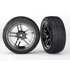 Traxxas - Tires and wheels, assembled, glued (split-spoke black chrome wheels, 1.9" Response tires) (front) (2) (TRX-8373)