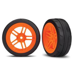Traxxas - Tires and wheels, assembled, glued (split-spoke orange wheels, 1.9" Response tires) (front) (2) (VXL rated) (TRX-8373A)