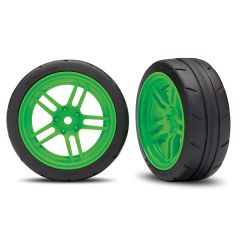 Traxxas - Tires and wheels, assembled, glued (split-spoke green wheels, 1.9" Response tires) (front) (2) (VXL rated) (TRX-8373G)
