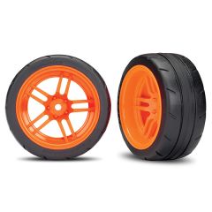 Traxxas - Tires and wheels, assembled, glued (split-spoke orange wheels, 1.9" Response tires) (extra wide, rear) (2) (VXL rated) (TRX-8374A)