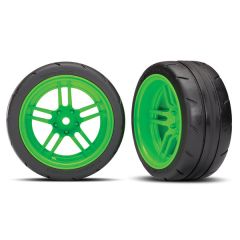Traxxas - Tires and wheels, assembled, glued (split-spoke green wheels, 1.9" Response tires) (extra wide, rear) (2) (VXL rated) (TRX-8374G)