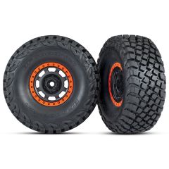 Tires and wheels, assembled, glued (Desert Racer wheels) (Black/Orange) (2) (TRX-8472)