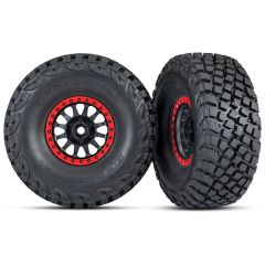 Tires and wheels, assembled, glued (Method Race wheels) (Black/Red) (2) (TRX-8474)