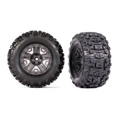 Traxxas - Tires & wheels, assembled, glued (charcoal gray 2.8" wheels, Sledgehammer tires, foam inserts) (2) (TRX-9072-GRAY)