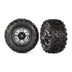 Tires & wheels, assembled, glued (black chrome 2.8" wheels, Sledgehammer tires, foam inserts) (2) (TRX-9072)