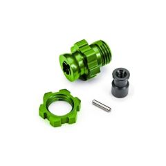 Traxxas - Wheel hub, splined, 17mm, short (green-anodized) (1)/ wheel nut, splined, 17mm (green-anodized) (1)/ hub retainer, M4 X 0.7 (1)/ axle pin (1) (TRX-9087-GRN)