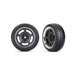 Traxxas tires & wheels, assembled, glued (black with chrome wheels, 1.9' Response tires) (front) (2) (TRX-9372)