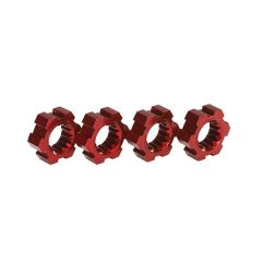 Traxxas - Wheel hubs, hex (2)/ hex clips aluminum (red-anodized) (4) (TRX-7756R)