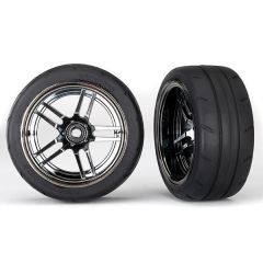 Traxxas - Tires and wheels, assembled, glued (split-spoke black chrome wheels, 1.9" Response tires) (extra wide, rear) (2) (TRX-8374)