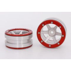 Metsafil Beadlock Wheels PT-Slingshot Zilver / Rood 1.9 (2st)