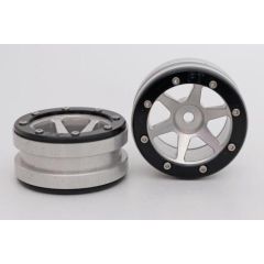 Metsafil Beadlock Wheels PT-Slingshot Zilver / Zwart 1.9 (2st)