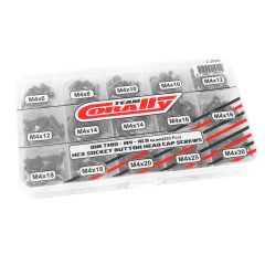 Team Corally - Button Head Hex schroeven set M4 - Zwart (265 pcs)