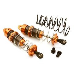Integy Billet Machined 90mm big bore schokdempers - Voor - Oranje - Stampede - Rustler - Slash