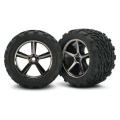 Tires and wheels, assembled, glued (gemini black chrome wheels, talon tires, foam inserts) (2)