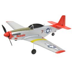 EZ-Wings Mini P-51 Mustang RTF - 450mm - Zilver/Rood - Incl. 2 accu's