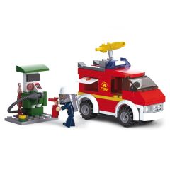 Sluban Fire Brigade Emergency Vehicle and Fuel Pump bouwstenen set (M38-B0623)
