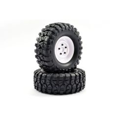 Fastrax Bedrock 108mm banden op stalen 1.9" scale velgen - Wit