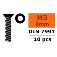 Verzonken schroef met binnenzeskant, M3X6, Staal (10st)