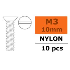 Verzonken schroef met zaaggleuf, M3X10, Nylon (5st)
