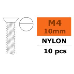 Verzonken schroef met zaaggleuf, M4X10, Nylon (5st)