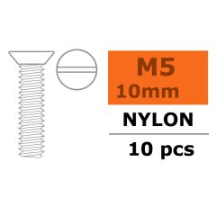 Verzonken schroef met zaaggleuf, M5X10, Nylon (5st)